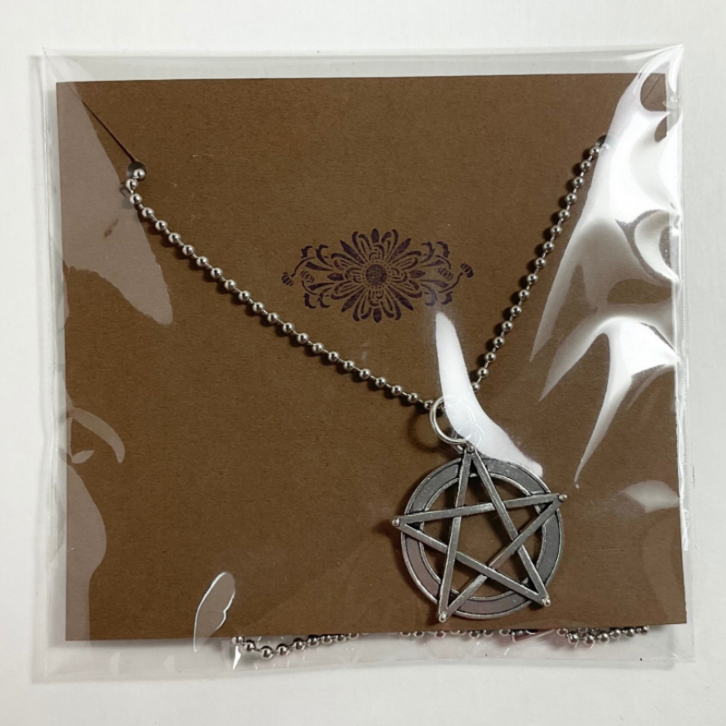 Silver Tone Extended Pentacle Charm Necklace