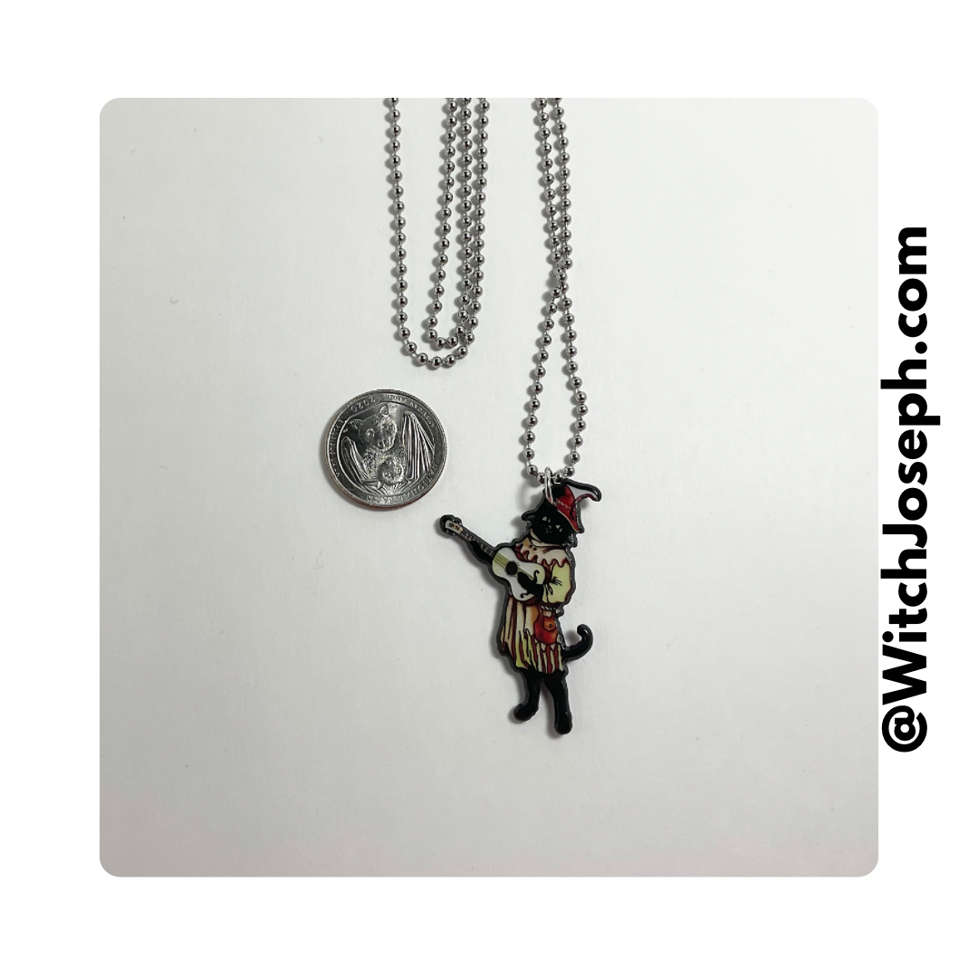 Black Cat Musician Charm