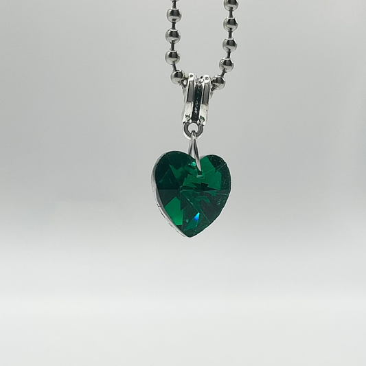 Green Crystal Heart Talisman
