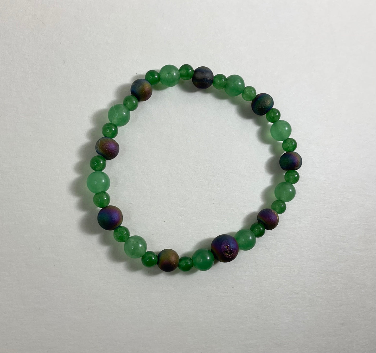Aventurine and Druzy Agate Stretch Bracelet
