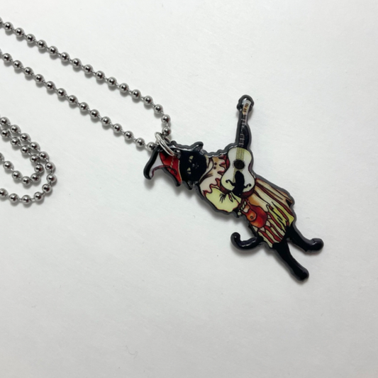 Black Cat Musician Charm