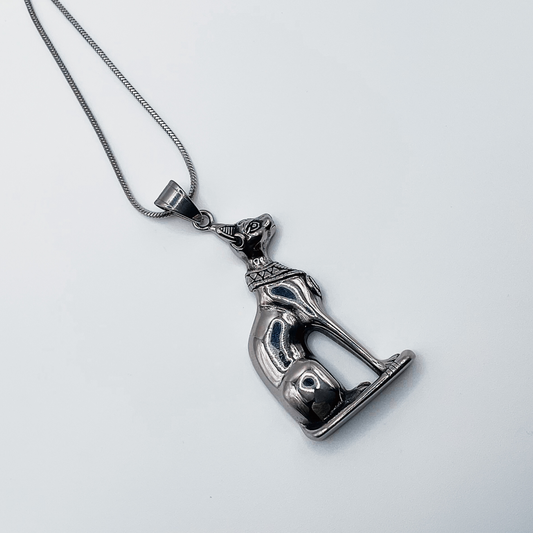 Bastet Steel Pendant on Stainless Steel Chain