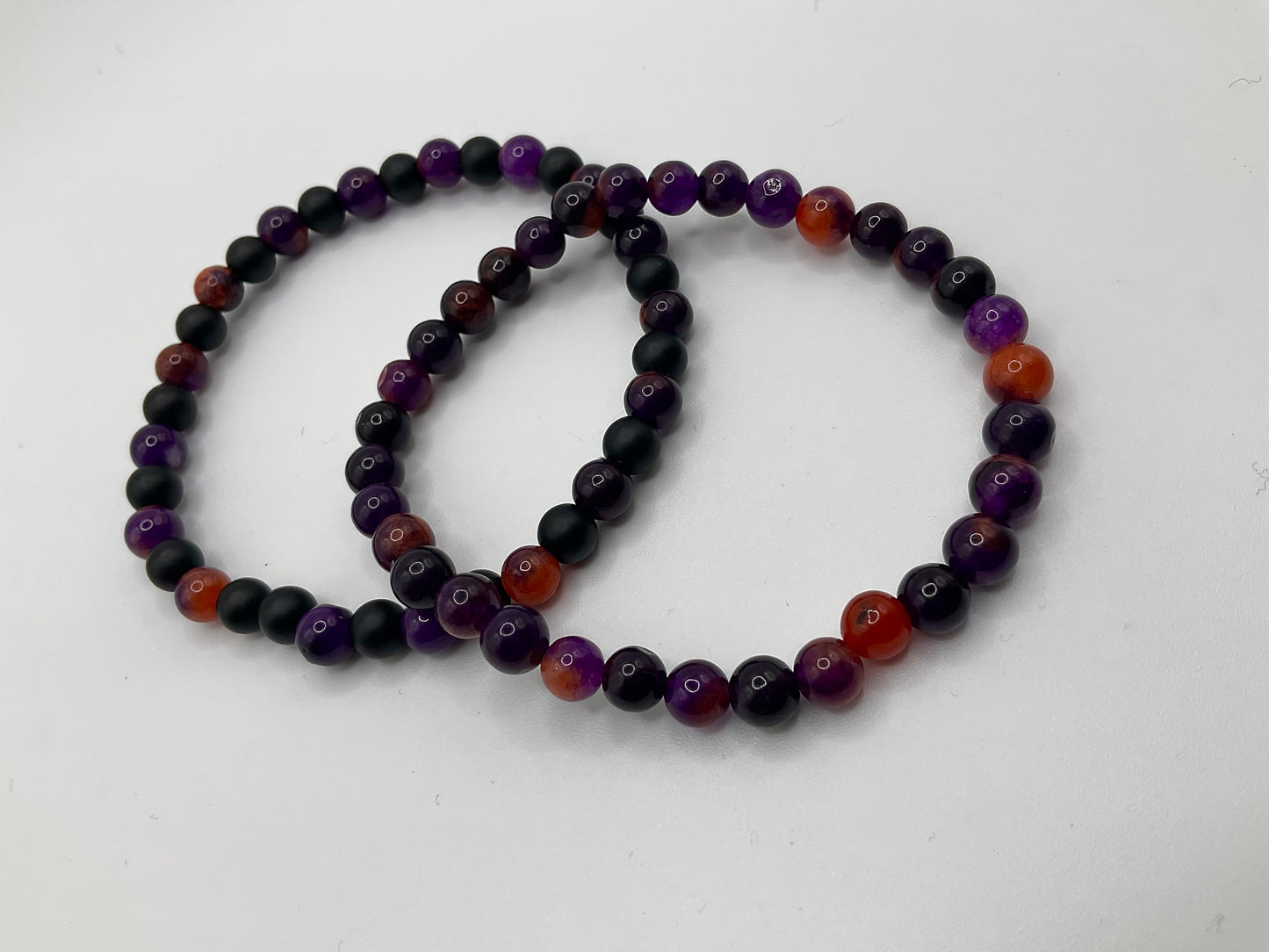 Black Purple and Orange Stretch Bracelet Set