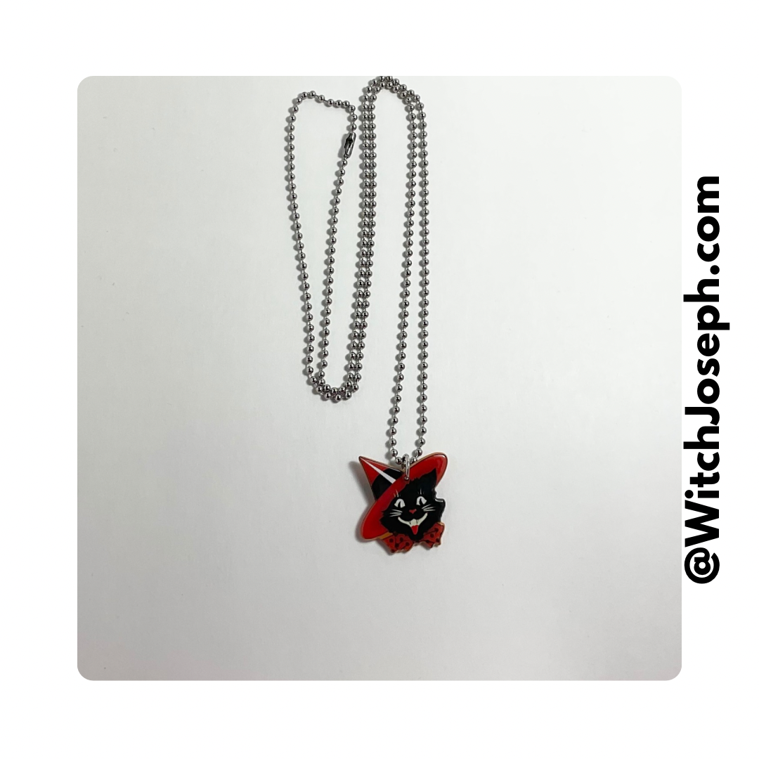 Black Cat in Witch Hat Charm