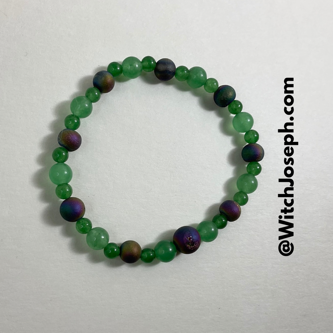 Aventurine and Druzy Agate Stretch Bracelet