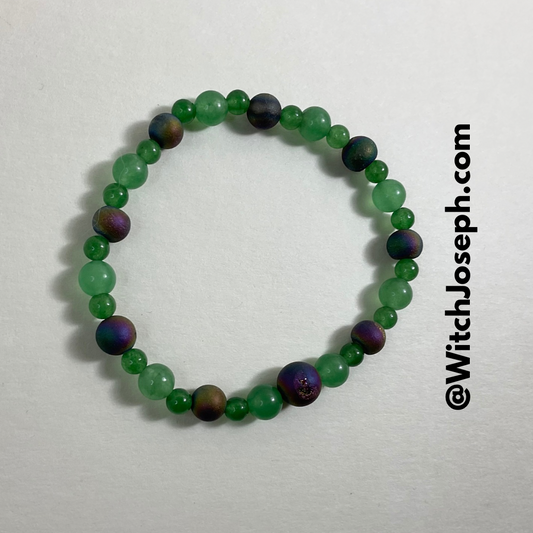 Aventurine and Druzy Agate Stretch Bracelet