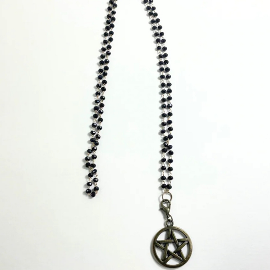 Bronze Tone Pentacle on Beaded Chain