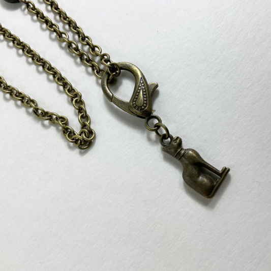 Bastet Necklace in Bronze Tone with Czech glass Cat bead