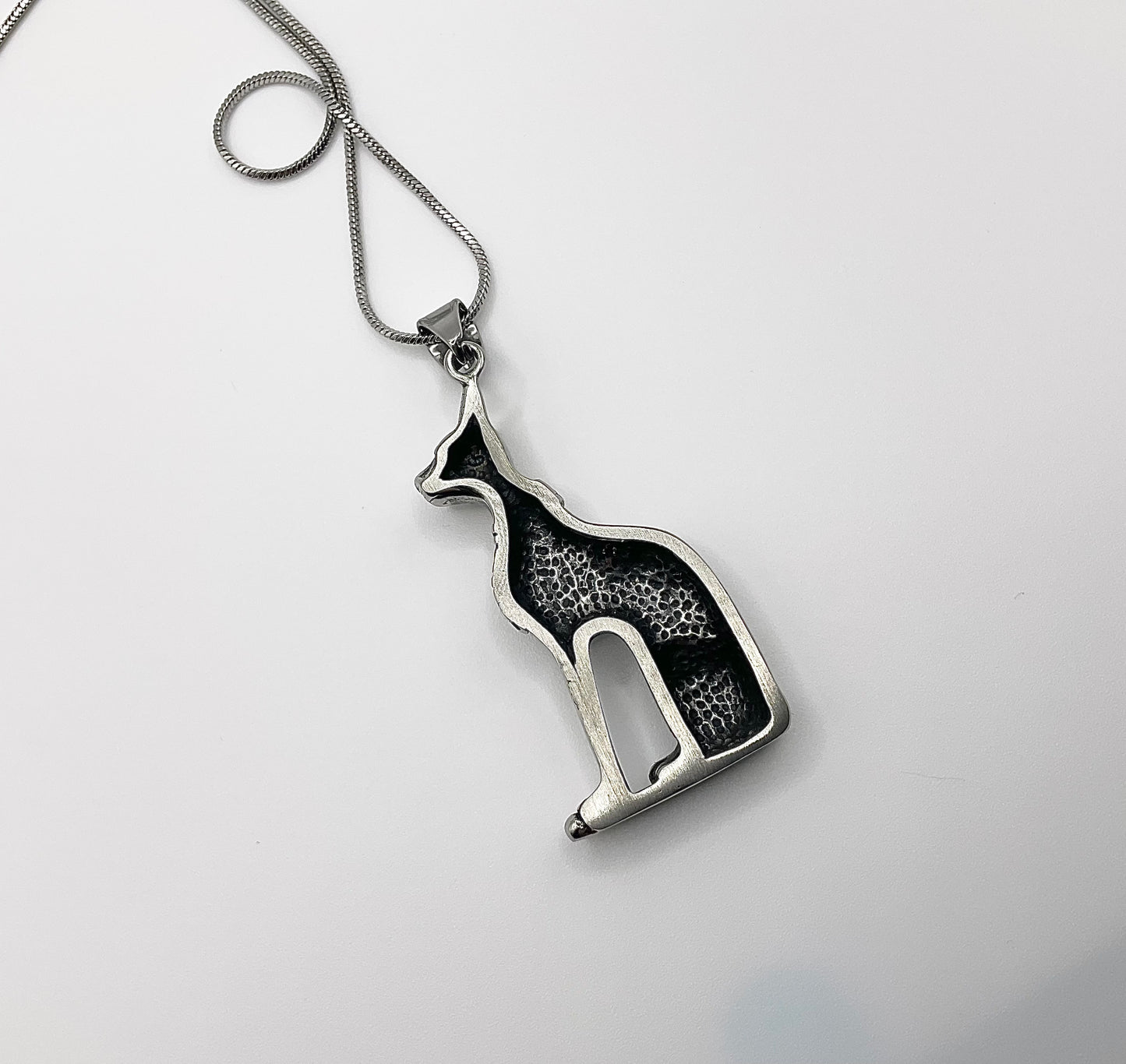 Bastet Steel Pendant on Stainless Steel Chain