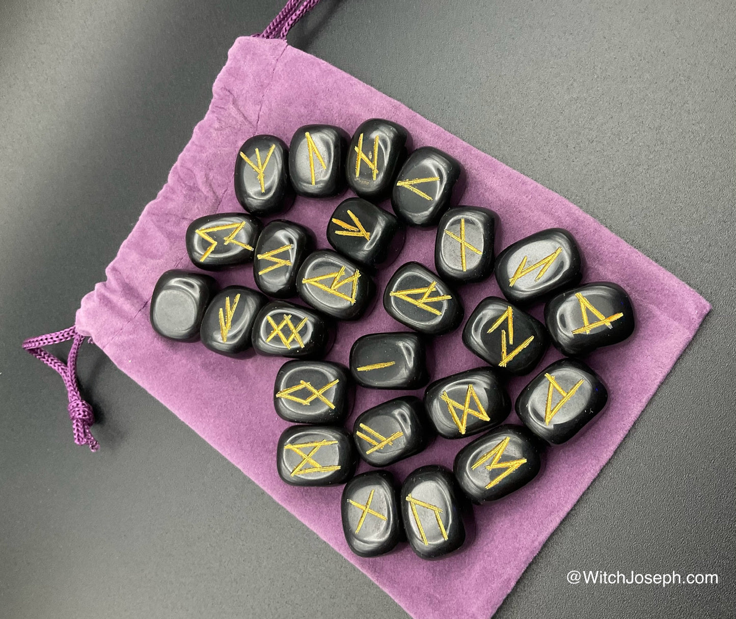 Black Agate Rune Set