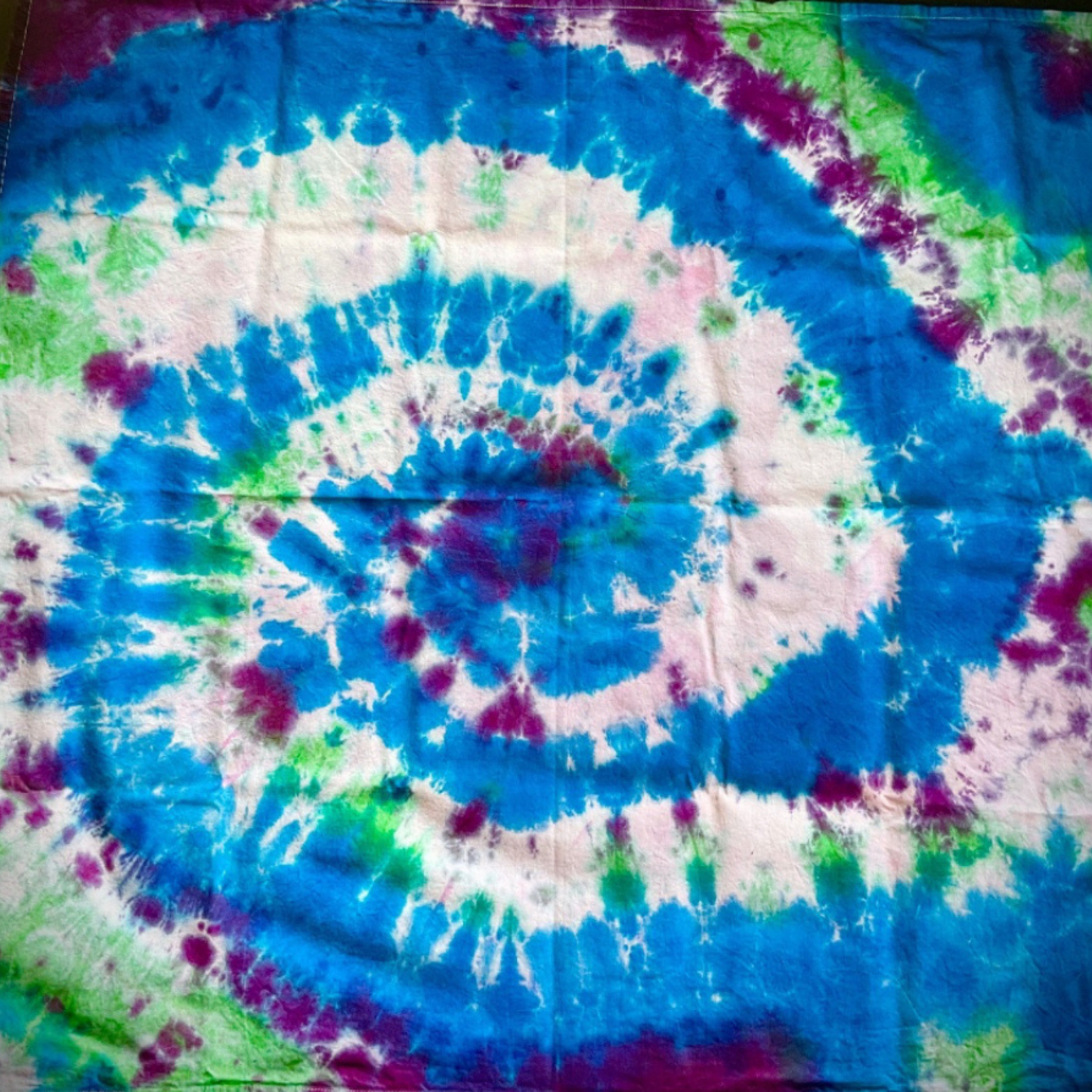 Tie Dye Altar Cloth or Tarot Cloth in Blue Purple and Green