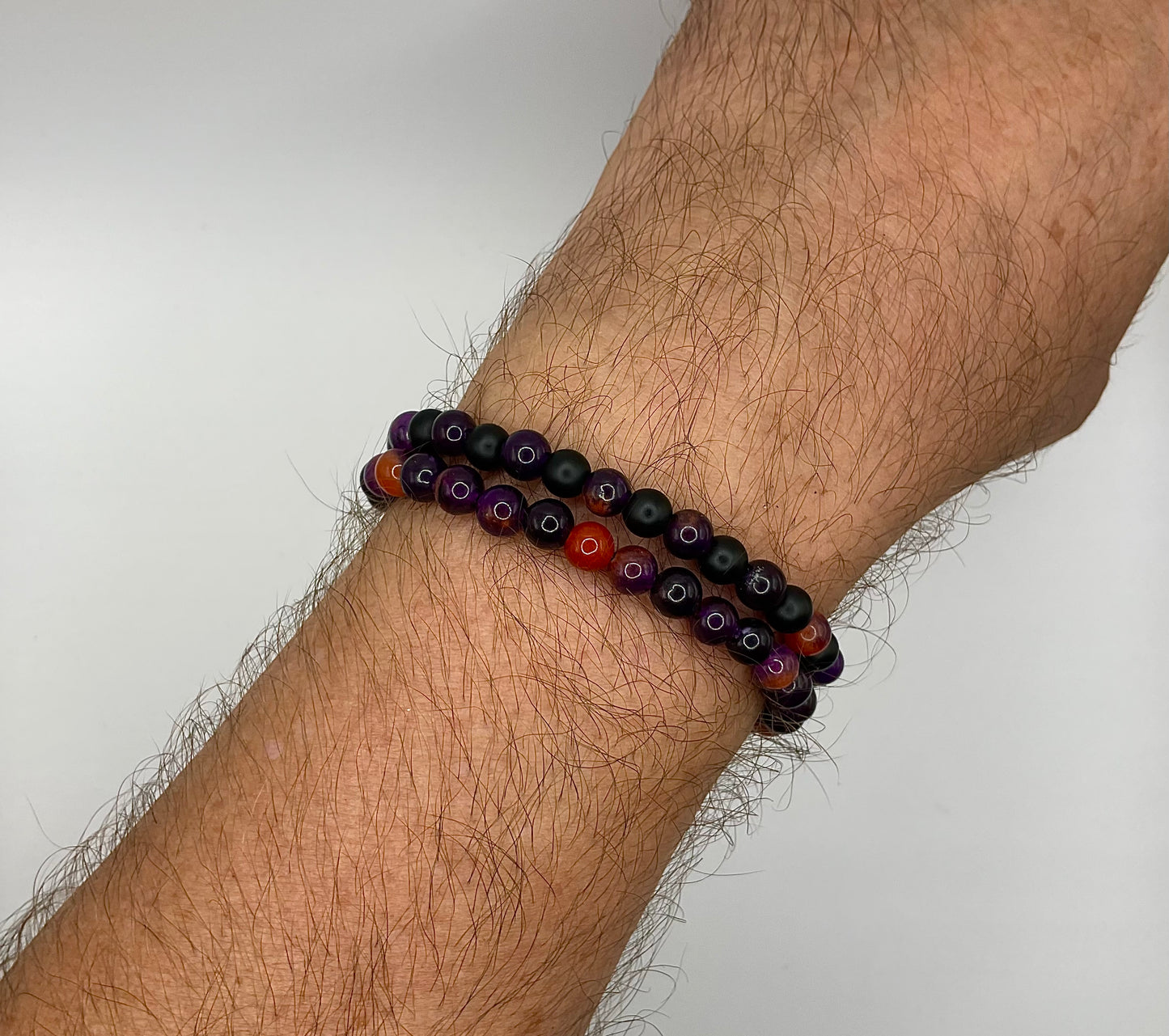 Black Purple and Orange Stretch Bracelet Set