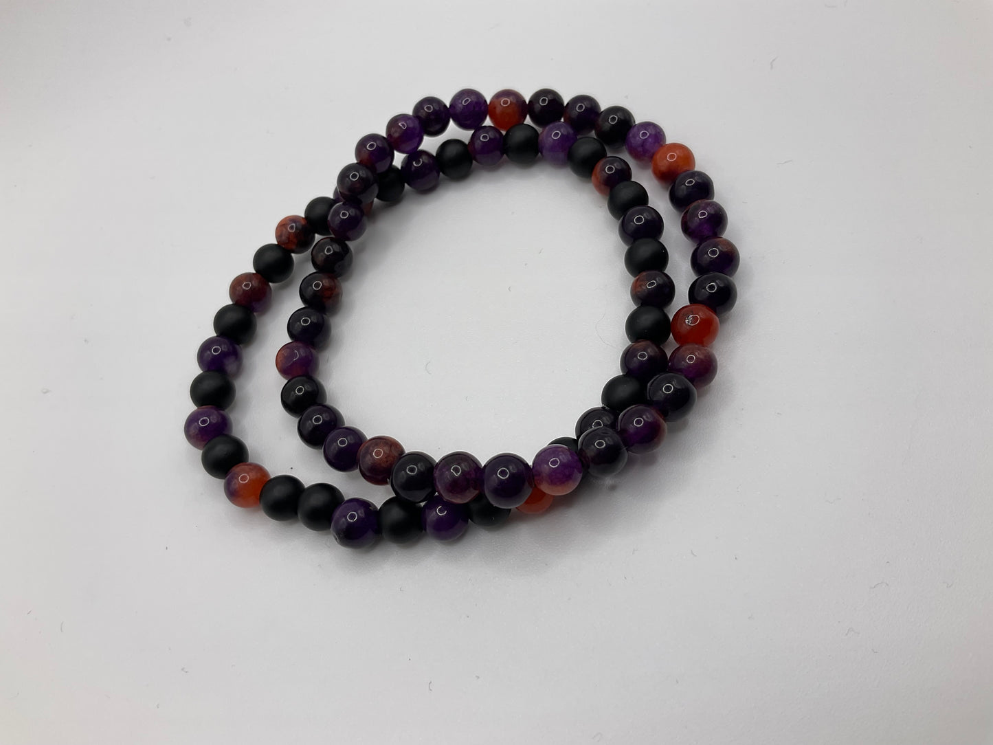Black Purple and Orange Stretch Bracelet Set