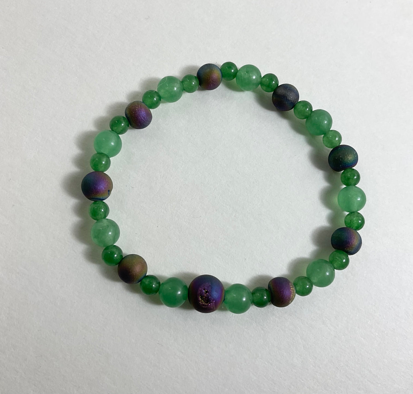Aventurine and Druzy Agate Stretch Bracelet