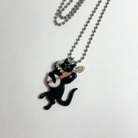 Black Cat With Banjo Charm
