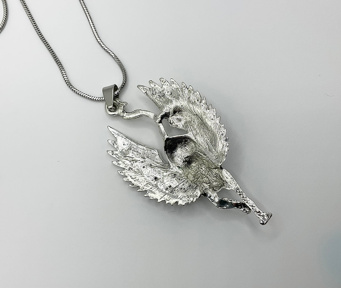 Bastet with Wings Metal Pendant on Stainless Steel Chain
