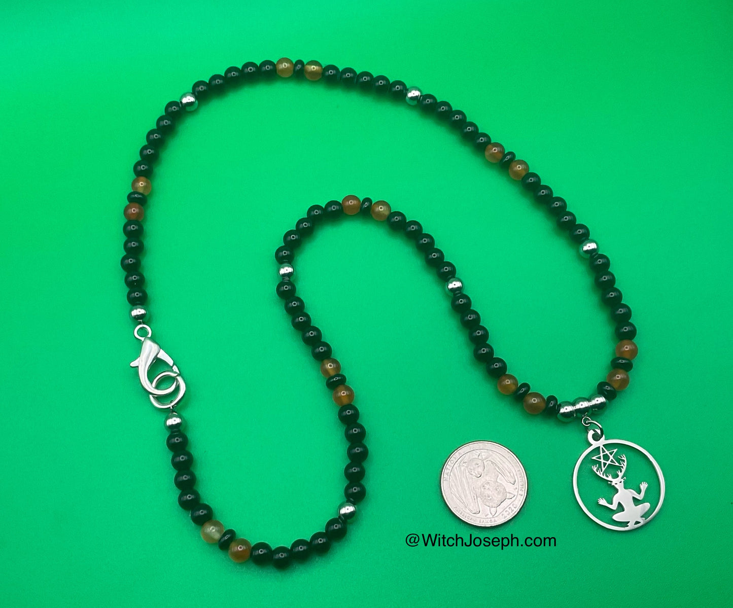 Cernunnos Talisman with Carnelian and Steel Accents