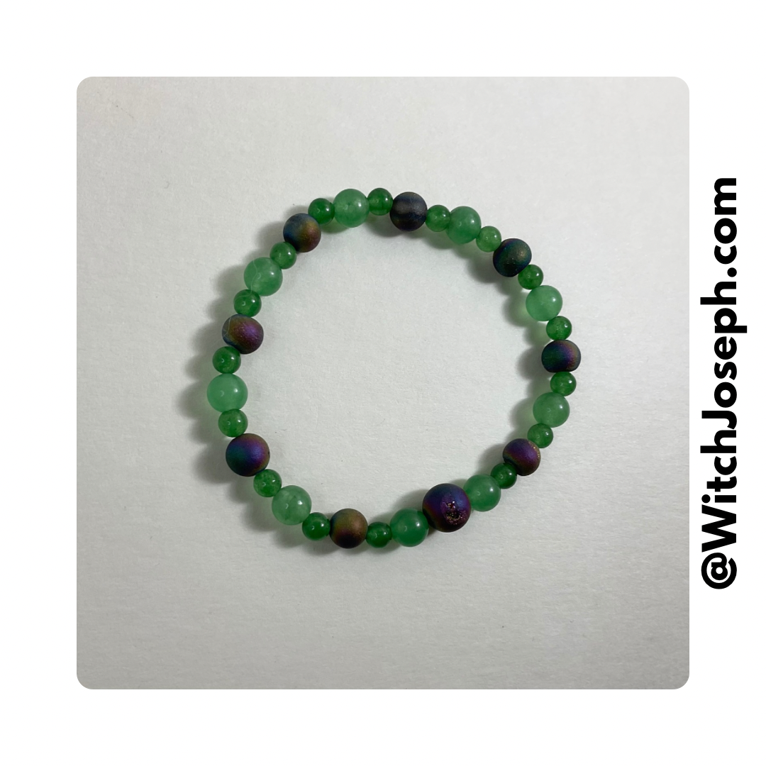Aventurine and Druzy Agate Stretch Bracelet
