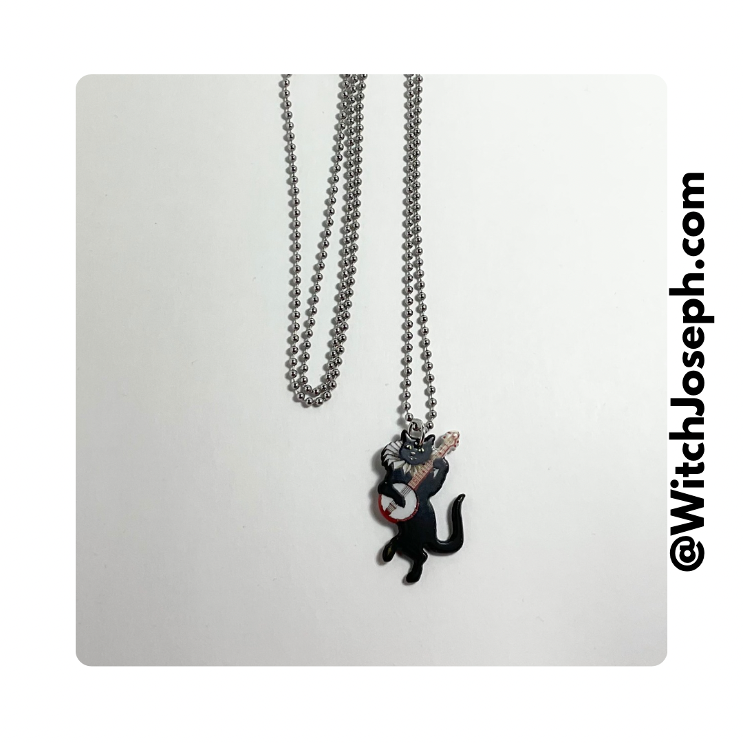 Black Cat With Banjo Charm