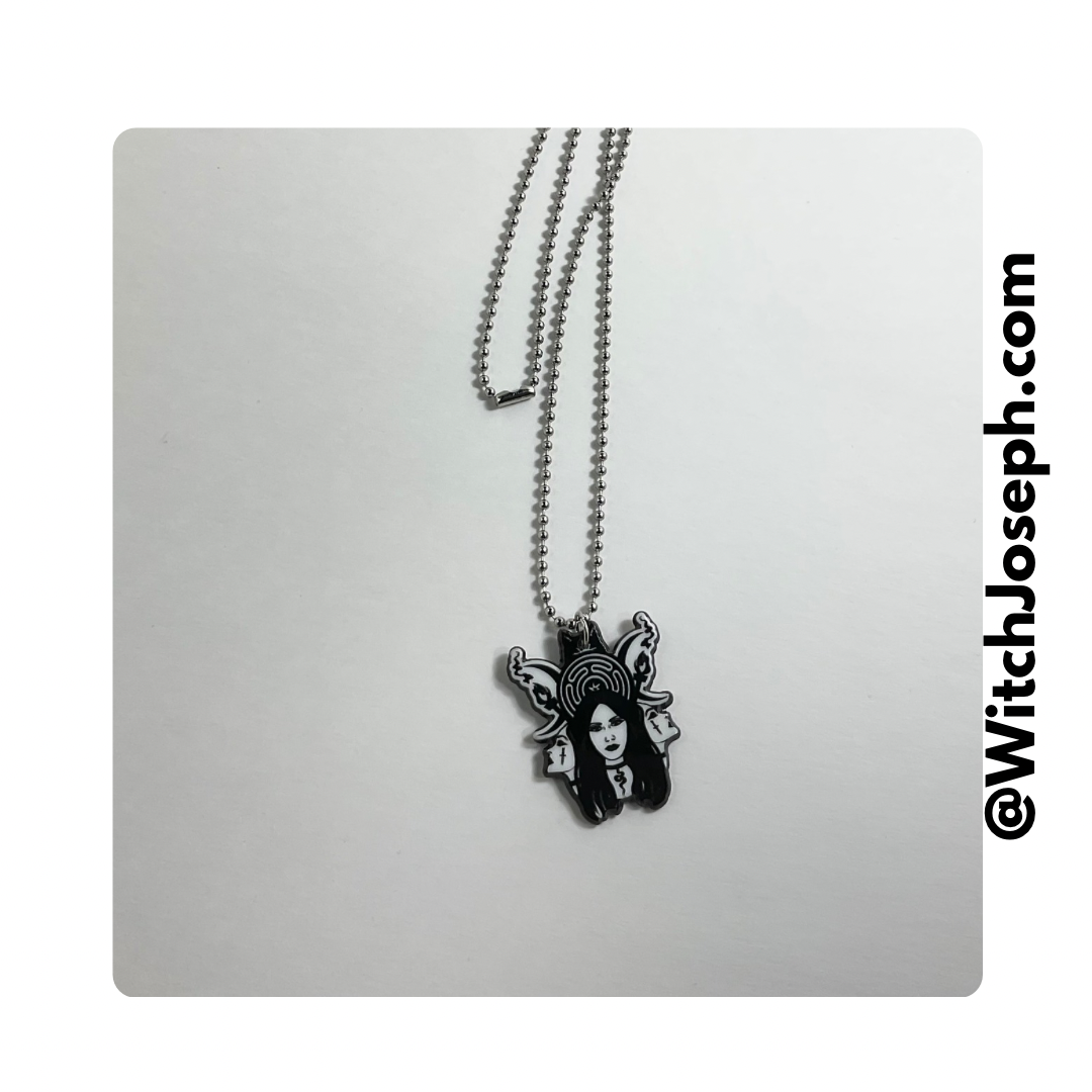Hekate Triple Goddess Witchy Pendant Charm Necklace