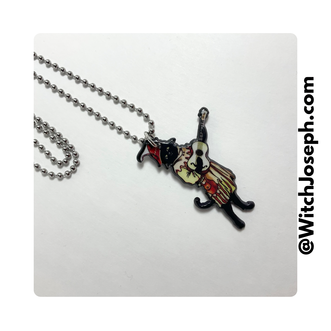 Black Cat Musician Charm