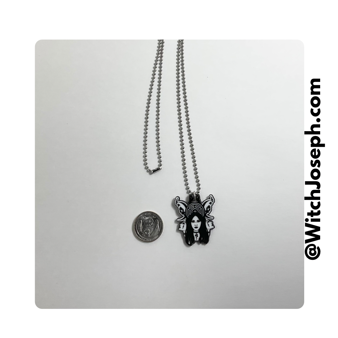 Hekate Triple Goddess Witchy Pendant Charm Necklace