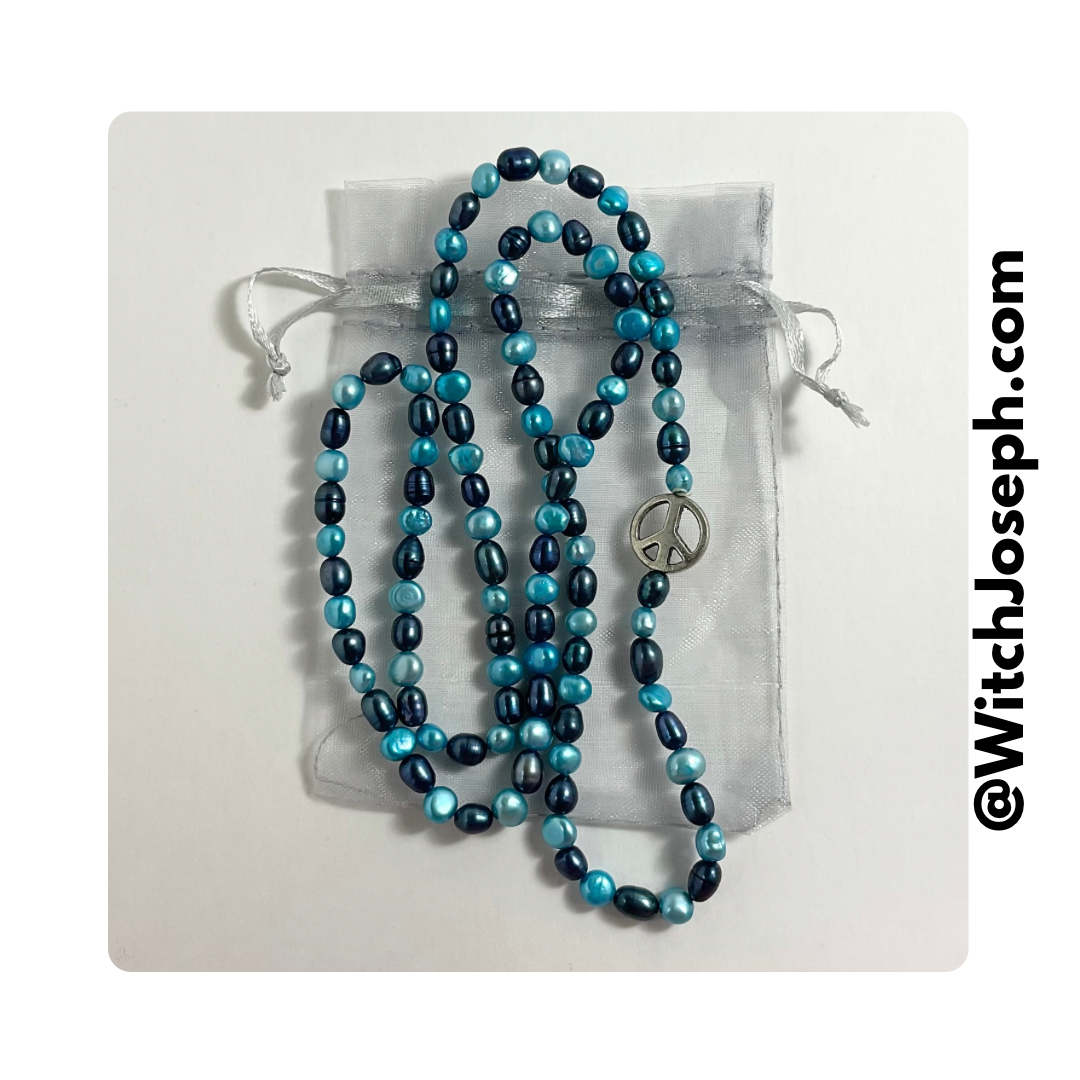 Blue Love Beads with Peace Sign