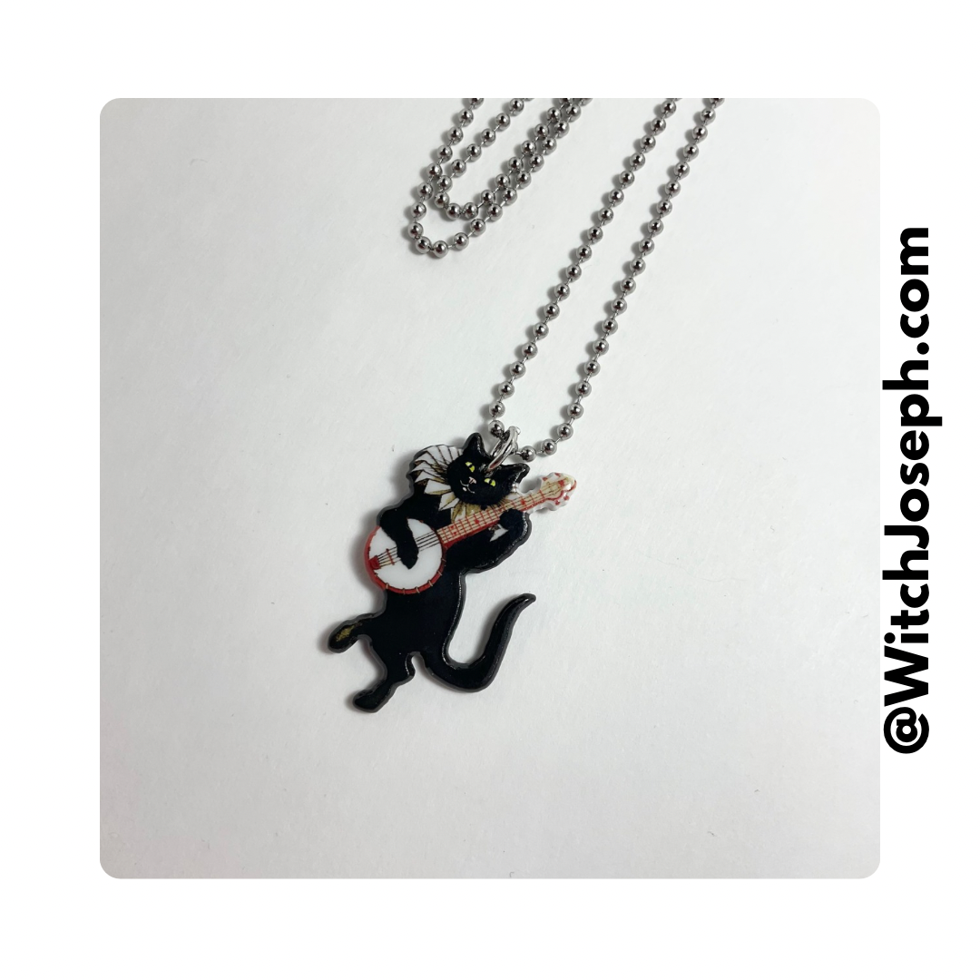 Black Cat With Banjo Charm