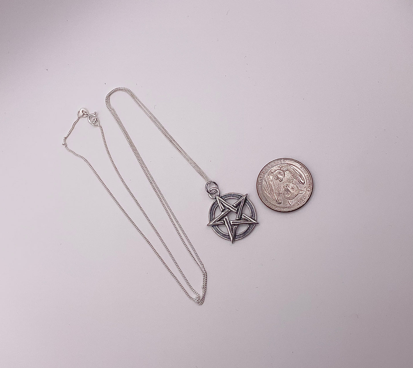 Sterling Silver Pentacle With Chain
