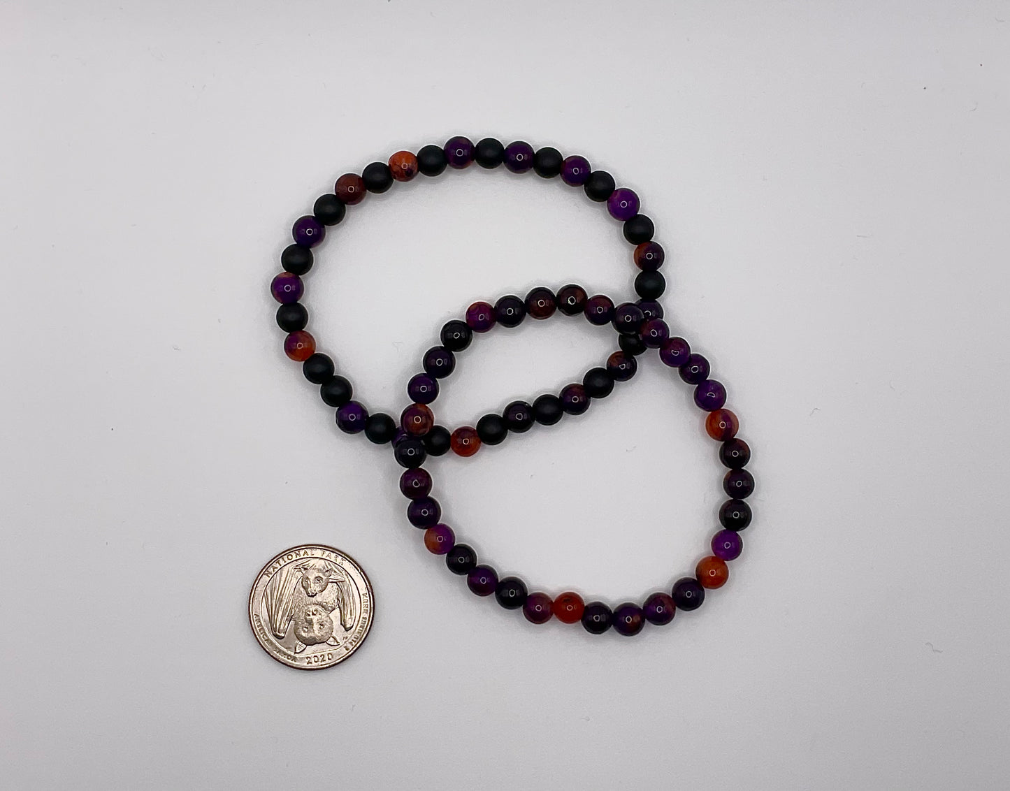 Black Purple and Orange Stretch Bracelet Set