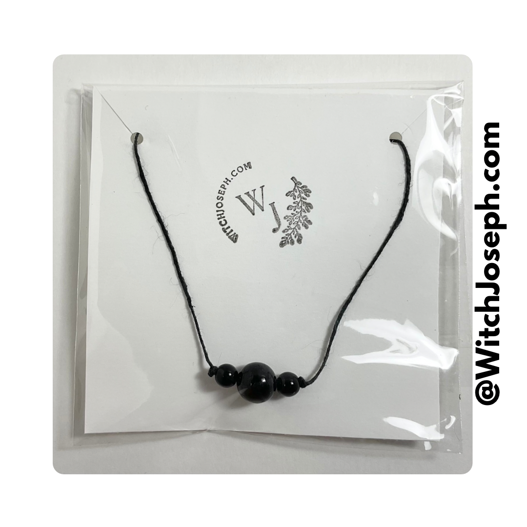 Black Tourmaline Bead Slip Knot Bracelet