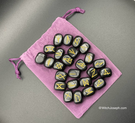 Black Agate Rune Set