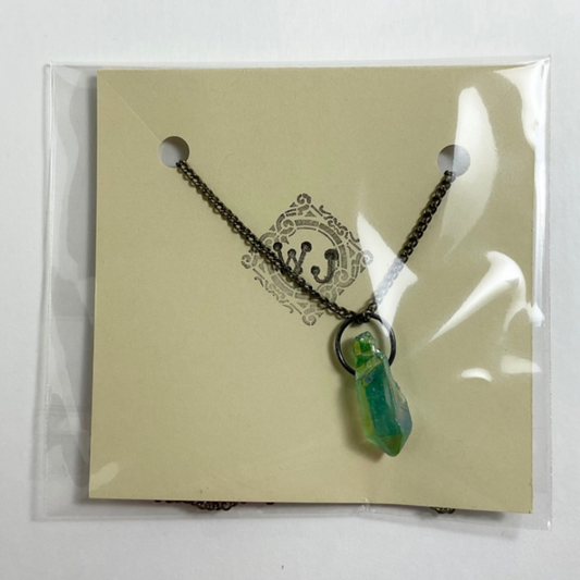 Green Spirit Quartz Crystal Charm Necklace