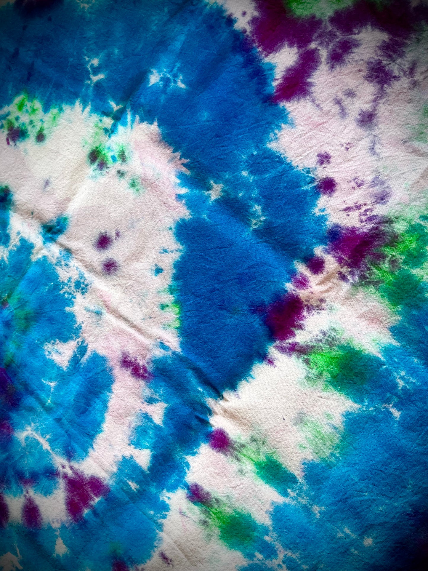 Tie Dye Altar Cloth or Tarot Cloth in Blue Purple and Green