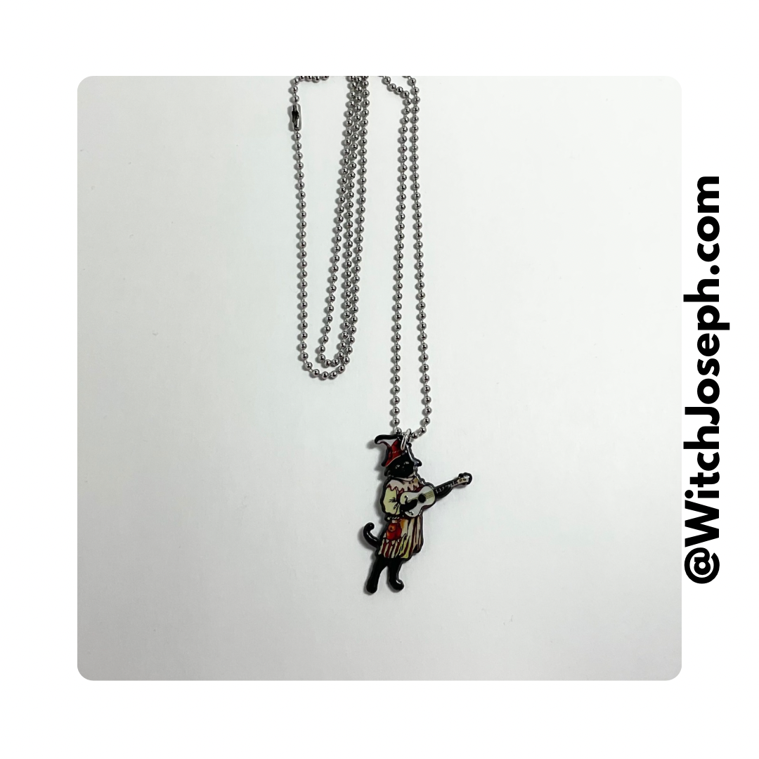 Black Cat Musician Charm