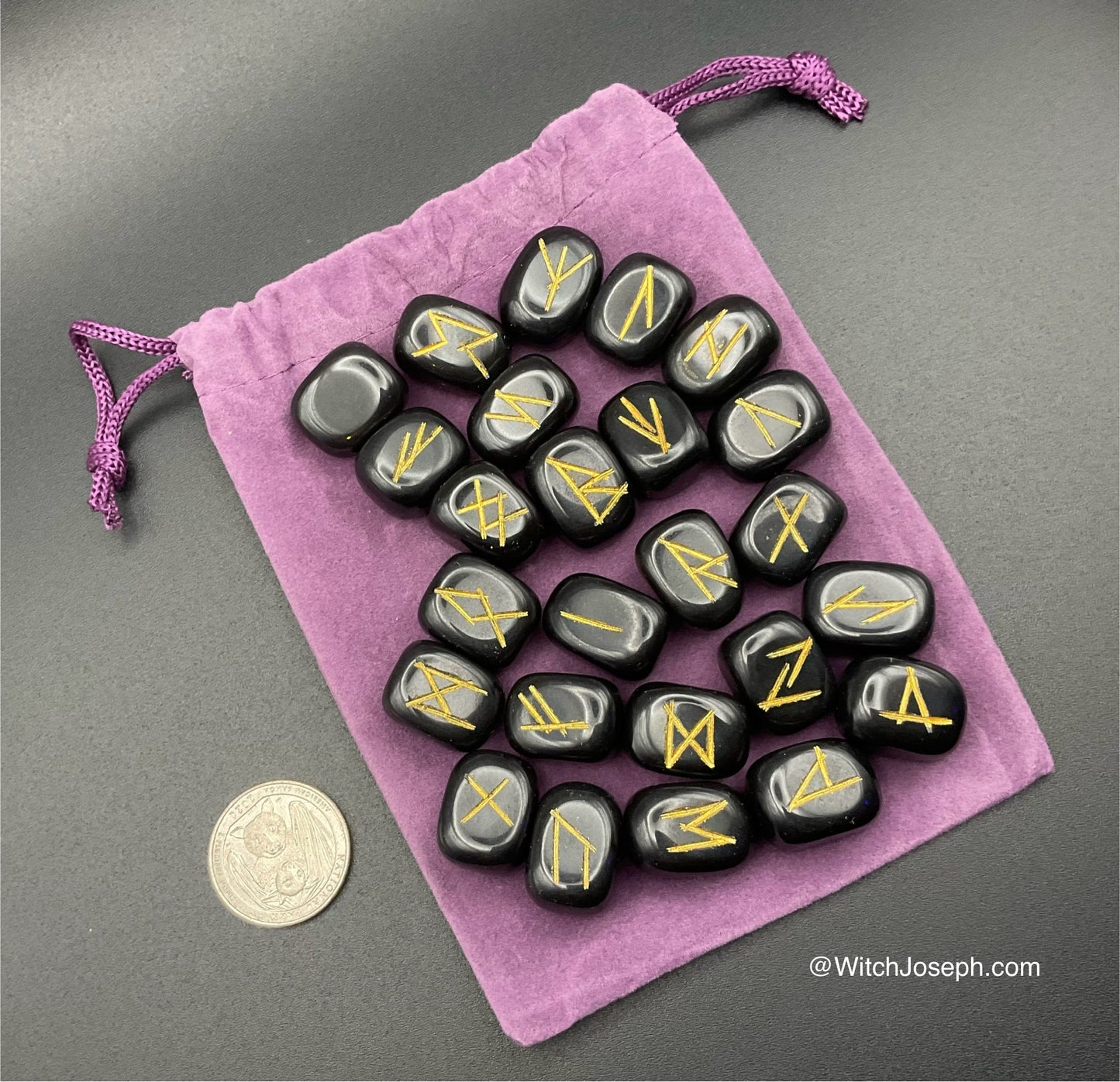 Black Agate Rune Set