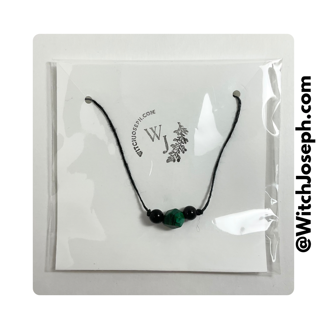 Malachite Bead Slip Knot Bracelet