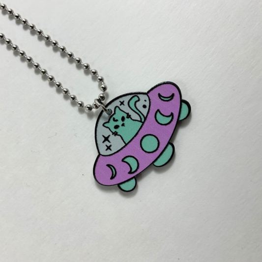 Flying Saucer Kitty Charm