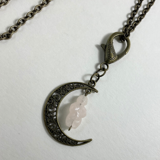 Rose Quartz Moon Goddess Talisman