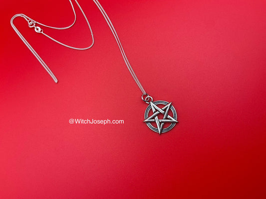 Sterling Silver Pentacle With Chain