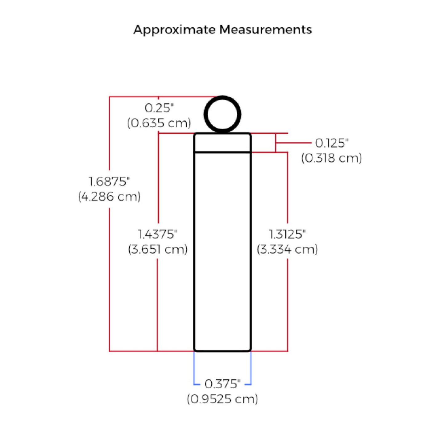 a chart showing the size and dimensions of the Pendulum Love Locket.