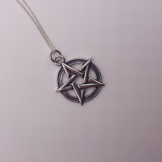 Sterling Silver Pentacle With Chain