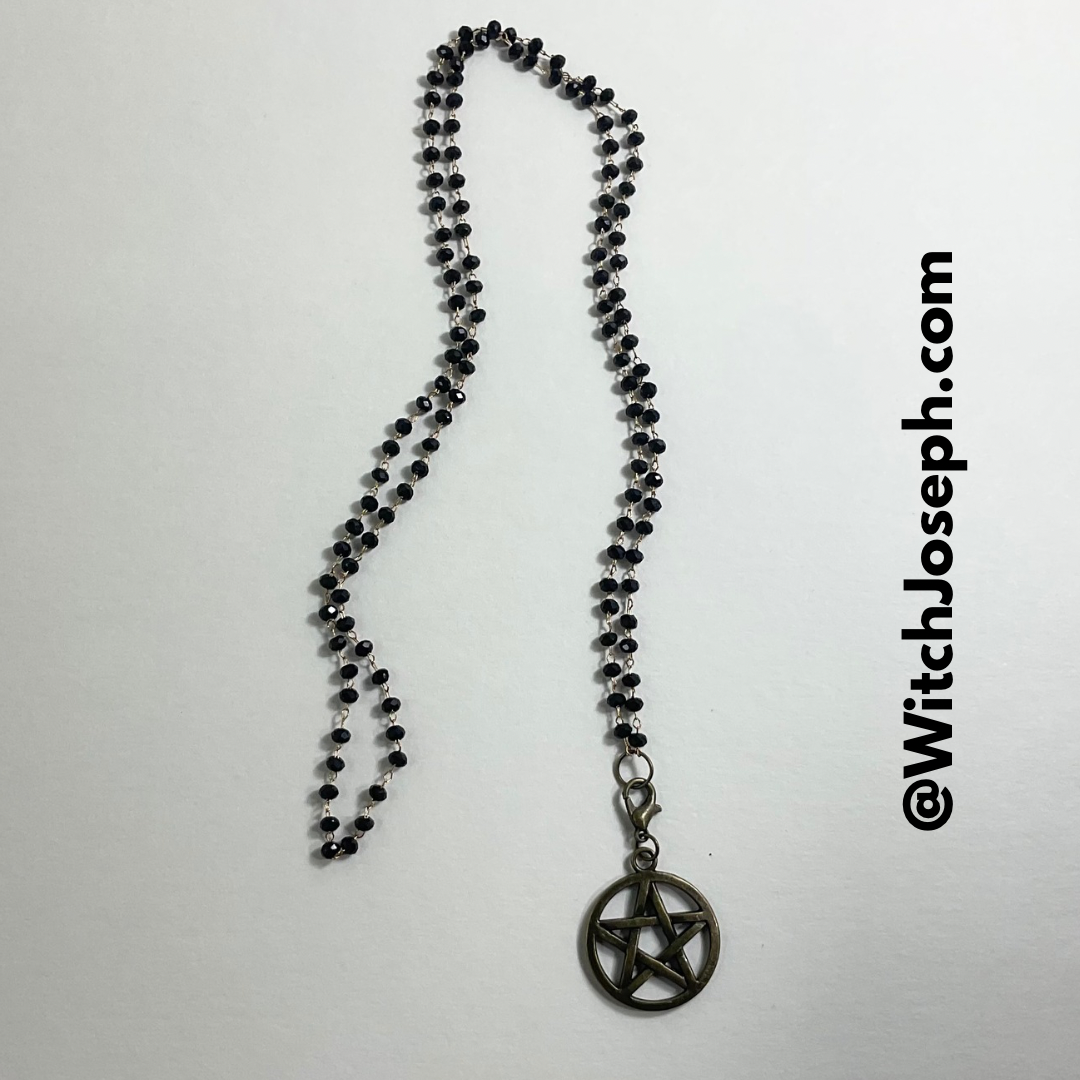 Bronze Tone Pentacle on Beaded Chain