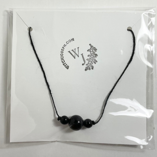 Black Tourmaline Bead Slip Knot Bracelet