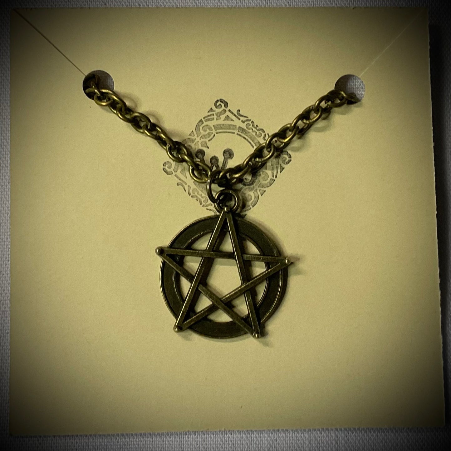 Pentagram Bronze Tone Charm Necklace