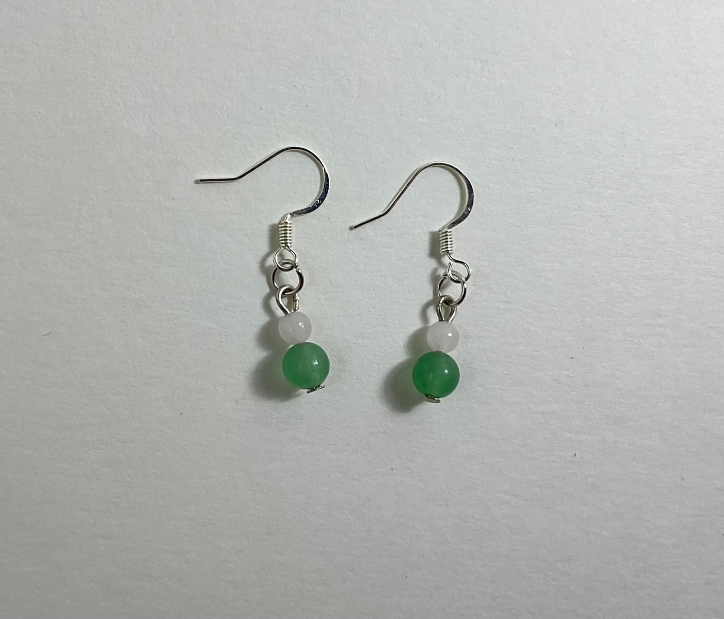 Rose Quartz and Aventurine Dangle Earrings