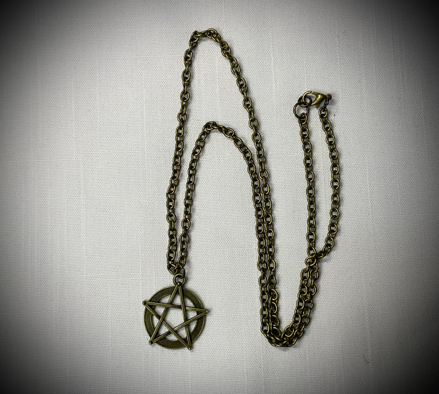 Pentagram Bronze Tone Charm Necklace