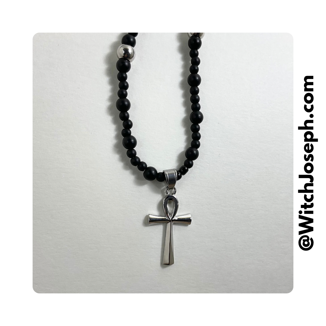 Ankh Necklace with Stainless Steel Accents