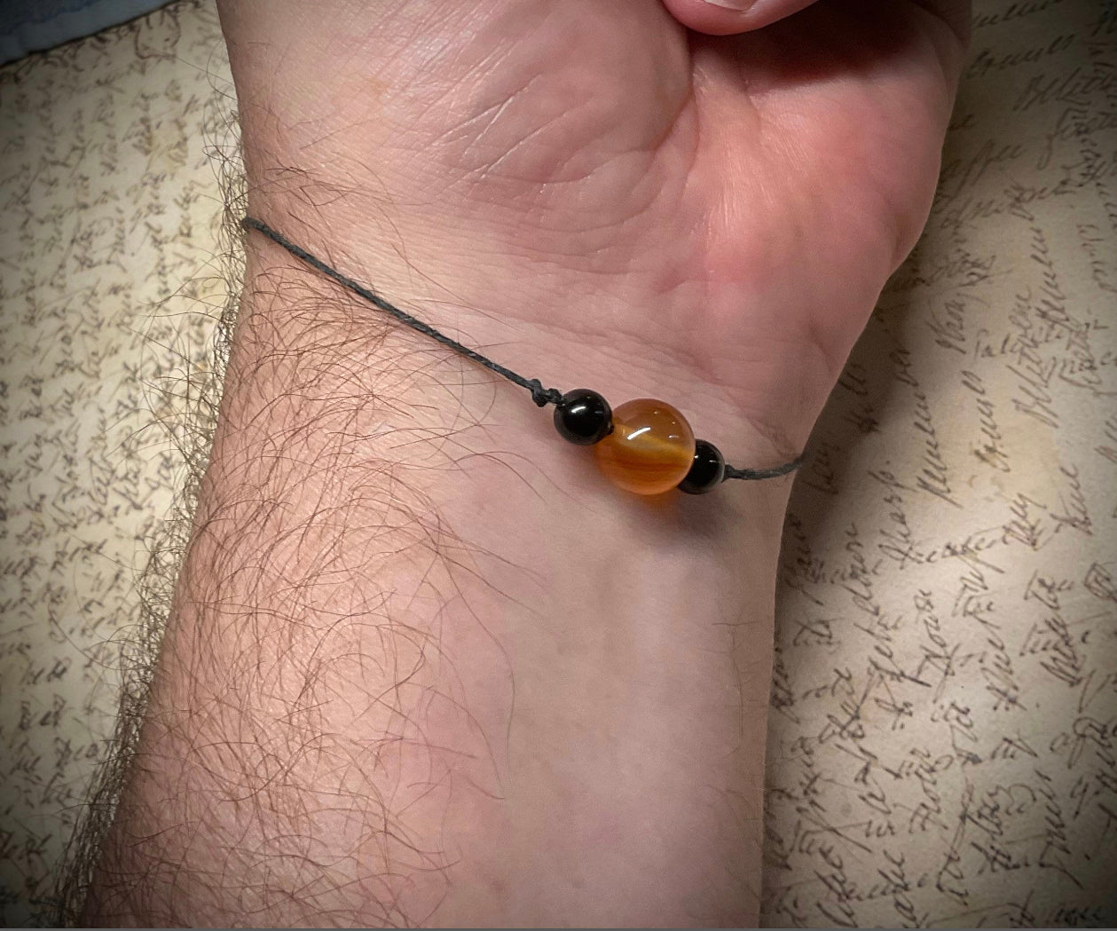 Carnelian Bead Slip Knot Bracelet