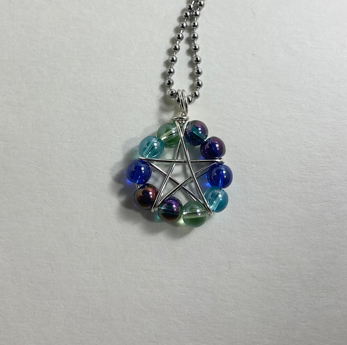 Aqua Mix Glass Beads Pentagram